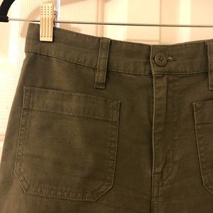 JCrew/Point Sur Wide Leg Crop Pant in Moss Green